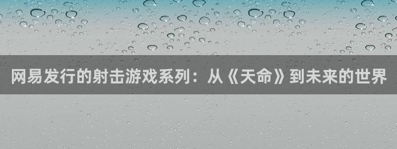 bg大游官网平台注册账号注意事项：网易发行的射击游戏系列：从《天命》到未来的世界